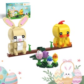 Nubee Nubee Easter Bunny and Chick Building Set, Cute Animal Rabbit Chicken Sitting on The See-Saw, Perfect for Easter Basket Toys Gifts for Kids Boys or Girls Age 6+ (291pcs)