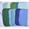 1 Ply Solid Color Flannel 8x8 Inches Little Wipes Set of 10 Assorted Blues and Greens