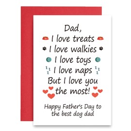Serviky Cute I Love You Dad Happy Father’s Day Card, Lovely The Best Dog Dad Greeting Card for Daddy Grandfather