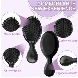 20Pack Mini Hair Brushes Bulk, Mini Hair Brush Individually Wrapped, SoftBristles Adds Shine, Scalp Massage and Detangling, Perfect for Bridesmaid Gifts, Party Favors, Travel, Homeless(Bright Black)