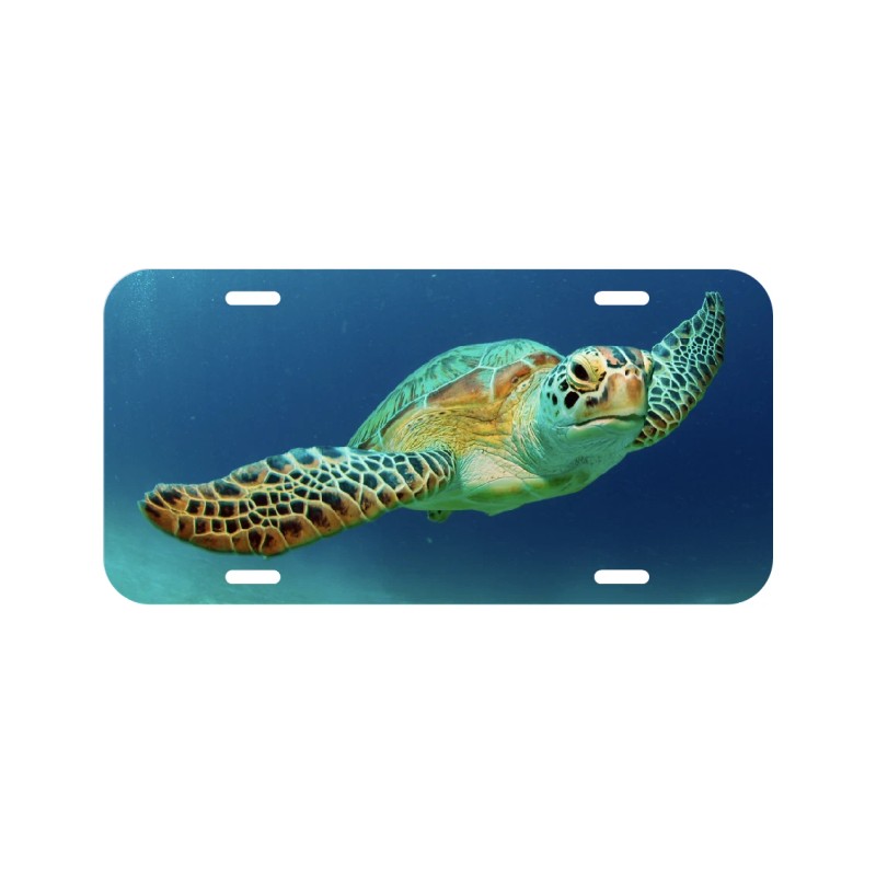 Amel Sea Turtle License Plate Front Black Auto Tag Plate