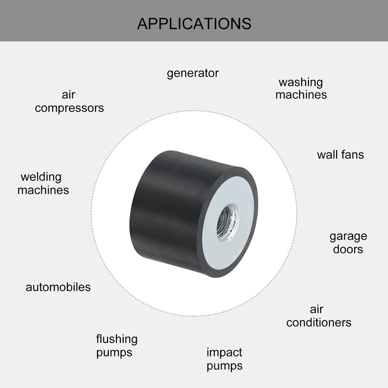 sourcing map 20 x 15mm M6 Thread Female Rubber Mounts,Vibration