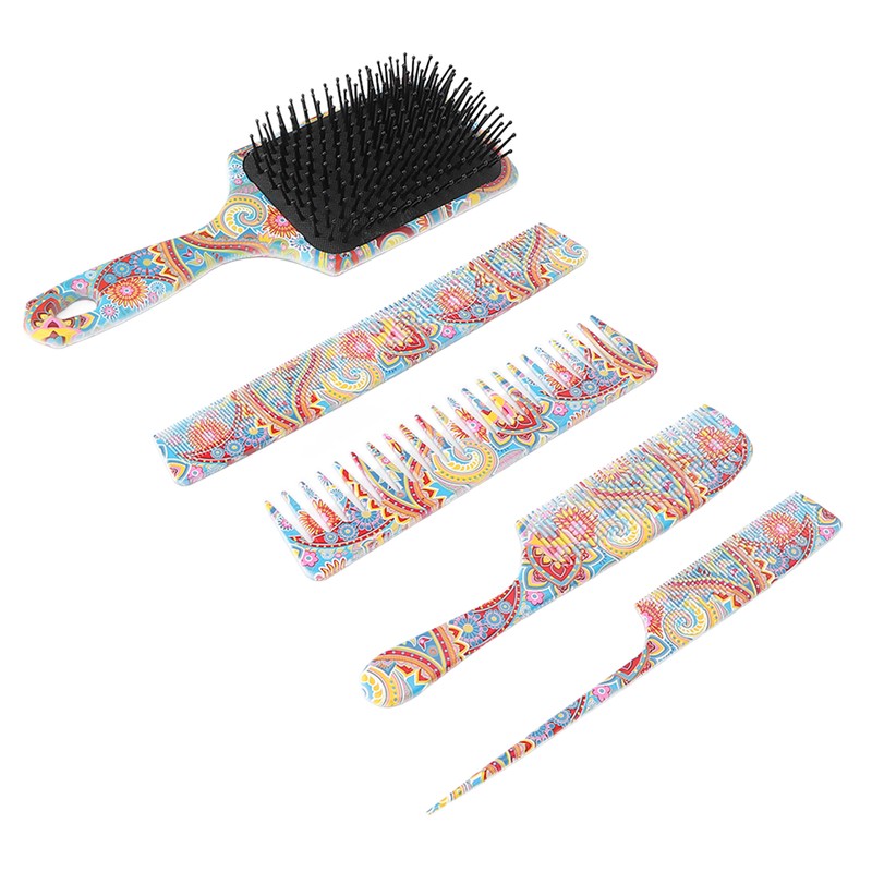 5pcs Paddle Hair Brush Set Easy Detangling Brush Tail Comb