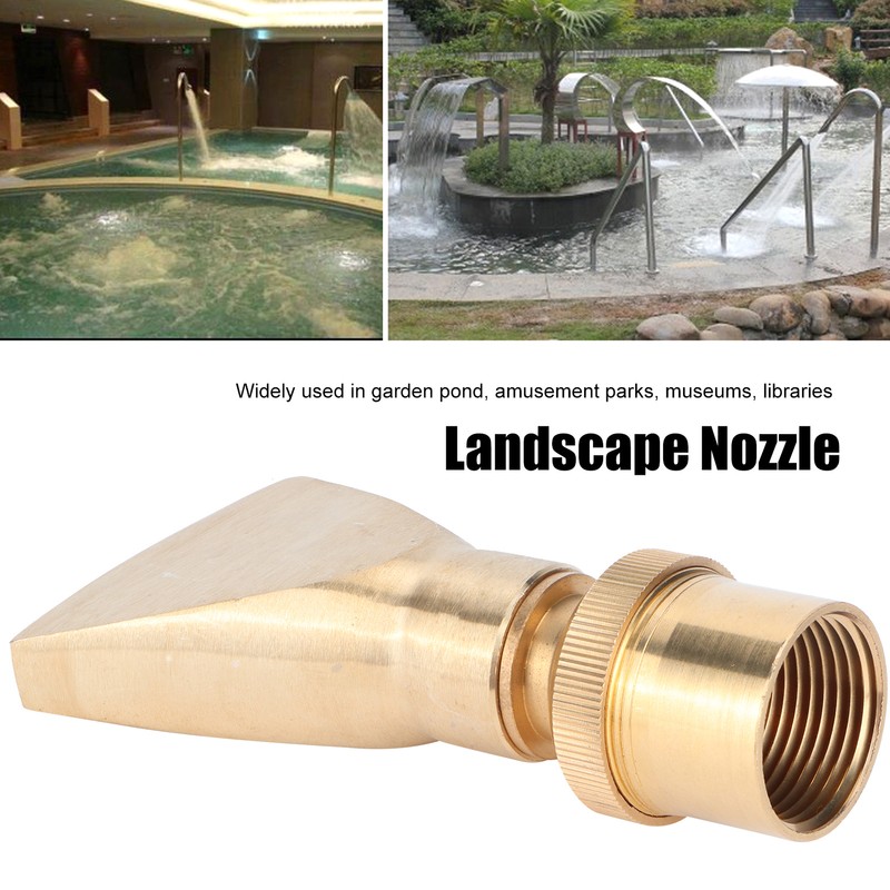 Brass Narrow Fan Jet Water Fountain Nozzle Spray Head Adjustable