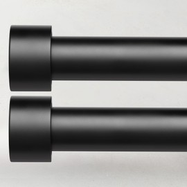 2 Pack Curtain Rods for Windows 72 to 144 Inch, 1 Inch Black Adjustable Heavy Duty Extra Long Curtain Rod Set with End Cap, Modern Outdoor Drapery Rods for Patio Bedroom, Size 32"- 150"