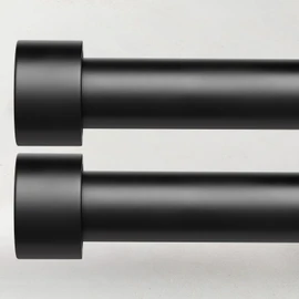 2 Pack Curtain Rods for Windows 72 to 144 Inch, 1 Inch Black Adjustable Heavy Duty Extra Long Curtain Rod Set with End Cap, Modern Outdoor Drapery Rods for Patio Bedroom, Size 32"- 150"