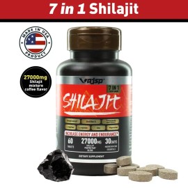 Vajsp Shilajit 7-in-1 Energy & Endurance Supplement - Natural Ingredients for Increased Energy, Stamina, and Wellness - Supports Daily Performance -Muscle Function - Coffee Flavor Enhancement Nerve Health