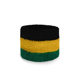 Couver Black/Yellow/Green Stripes Sport Wrist Sweatbands Cotton for Sports & More (1 Pair)
