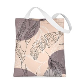 NPOOYI Tote Bag, Canvas Tote Bag for Women, Large Lightweight Reusable Canvas Handbags, Cotton Folding Shoulder Cloth Handbags for Grocery Shopping, Work, 13.6 x 15.7 in, Flesh Pink Minimalist Leaf