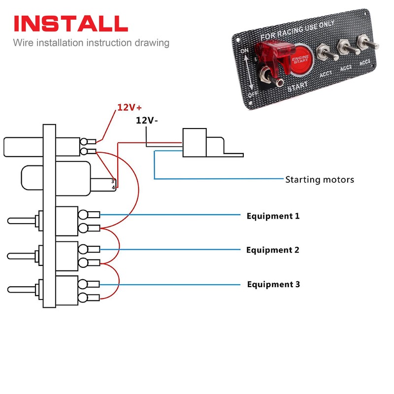 Taxutor Ignition Switch Panel Kit, DC 12V 5 in 1