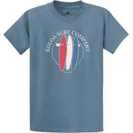 Koloa Surf Company Men's Surfboard Stack Heavy Cotton Patriotic T-Shirt (XL-StnBlu)