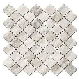 STICKGOO Arabesque Peel and Stick Backsplash Tile, Stick on Backsplash for Kitchen and Bathroom, Beige Marble Look PVC Mixed Metal Aluminum Mosaic Tiles (10 Sheets)
