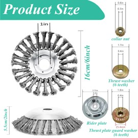 6 Inch Heavy Duty Steel Wire Trimmer Blade, Unbreakable Wire Brush Cutter Wheel for Weed Eater & String Trimmer Universal Fit Rotary Brush Head for Driveway Cracks Pavement Lawn Edging & Thick Weeds