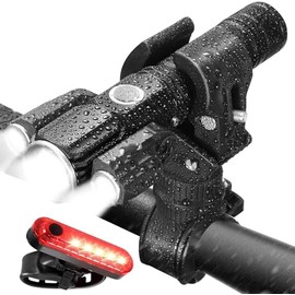 Bike Lights for Night Riding, Bright Bicycle Lights Front and Rear, Rechargeable Bike Light Set Headlight and Taillight for Mountain Road Cycling, IPX6 Waterproof