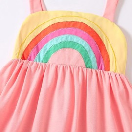 Frogwill Toddler Girls Fifties Summer Dress Pink Rainbow 2-7Y 4T, Pink