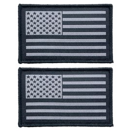 stidsds 2 Pack Black American Flag Patch - Embroidered Patches - Black USA Flags - Military Tactical Hook and Loop Fastener Patch Decorations