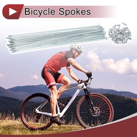 A ABSOPRO 36 Set 13G Bicycle Spokes 269mm Bike Wheel Spokes Galvanized Carbon Steel Silver Tone