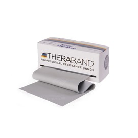 TheraBand Original TheraBand Fitnessband | Resistance Band für Kraftraining und Abnehmen zuhause oder im Gym | Rollenware perfekt für Profi Bedarf Silber | Super schwer, OneSize
