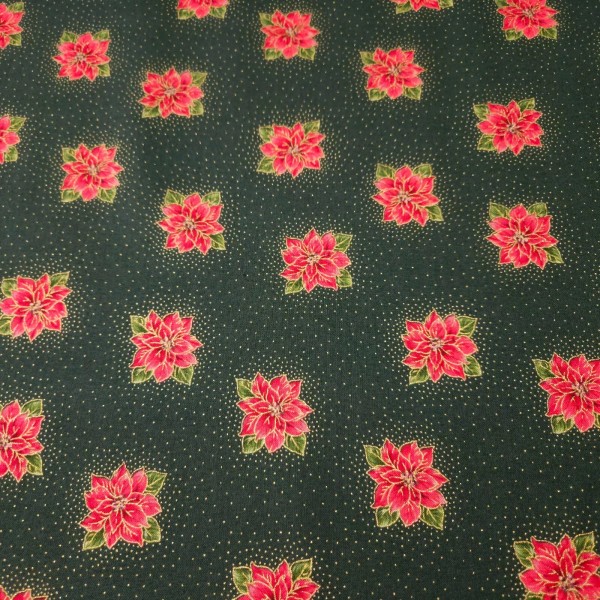 VIP Holiday Magic BTY Studio 8 VIP Red Poinsettias Dark