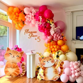 50PCS 12 inch Hot Pink and Orange Balloons Pink and Orange Balloons for Birthday Wedding Tropical Party Decoration