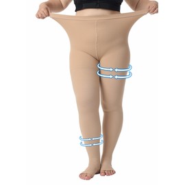 MGANG® Medias de compresión, puntera abierta, medias de alta compresión de cintura opacas, 20-30 mmHg, medias médicas de apoyo firme para mujeres y hombres, edema, venas varicosas, hinchazón, lactancia, color beige, talla M