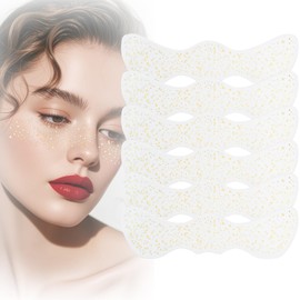 Yosca Glitter Freckles Face Tattoo, 6Pcs Metallic Gold Temporary Tattoos for Body Face Freckle Makeup, Waterproof Glitter Makeup Patches for Festival Concert Party Girl Women Rave Accessories