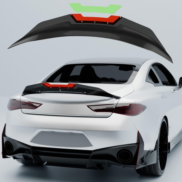 Rear Trunk Spoiler Wing Wickerbill Gurney Flap Combo Compatible with