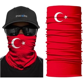 ShopINess Unisex Adult Multifunctional Tube Scarf Neck Warmer Flag Style Football World Cup, Turkey