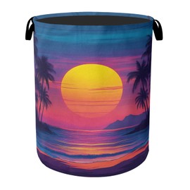 Hawaiian Sunset Foldable Laundry Hamper - Waterproof Fabric Storage Basket with Handles, Clothes Hampers for Laundry,Bedroom,Dorm