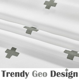 jinchan Grey and White Shower Curtain Cross Pattern Geometric Cute Shower Curtain Positive Inspirational Modern Fabric Shower Curtains for Bathroom Hotel Waterproof Hooks Included 70x72 inches