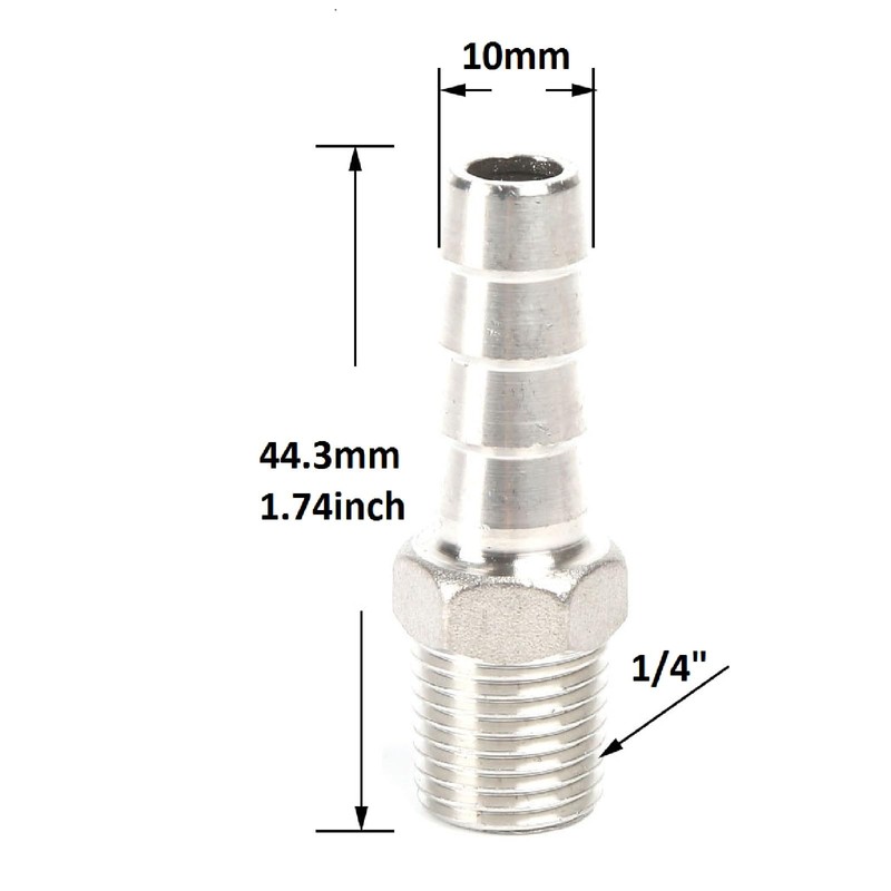 QiiMii Stainless Steel 304 Male Threaded Barb Hose Pipe Fitting