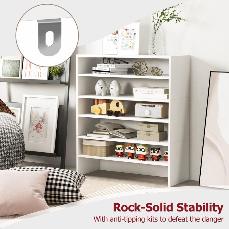 Tangkula 6-Tier Stackble Shoe Rack for Closet, Space Saving Wooden