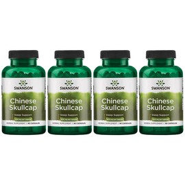 Swanson Chinese Skullcap - Herbal Supplement Promoting Relaxation & Sleep Support - Flavonoid Formula to Help Soothe Nerves - (90 Capsules, 400mg Each) 4 Pack