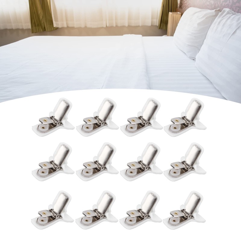 12pcs Comforter Clips, White Padded Duvet Clips Blanket Fasteners to