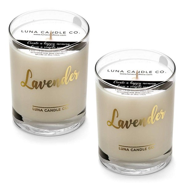 LUNA CANDLE CO. Lavender - Scented Luxurious Candles - 11 Oz (2 Pack)