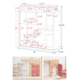 PaletteLife Miniature Room Type Display Case for Figures, 1-Tier, Stackable, Fiberboard with Tempered Glass Door, Dust and Moisture Proof, Mini Toys Action Figures Collectibles, Natural, BLT-631NA
