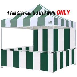 Eurmax USA Walls for 10'x10'Pop-up Booth Canopy Tent Commercial Instant Canopies,Enclosure 1 Full Sidewall & 3 Half Walls ONLY,NOT Including Frame and Top,Stripe Green