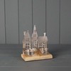 Christmas Aluminium Townscape Tealight Holders 16cm Scene on Wooden Frame