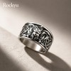 Rockyu Men's Silver Nine Tailed Fox Ring, Stylish, Stainless Steel,