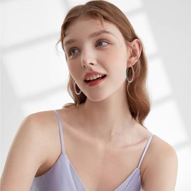 2 Inch Large Hoop Earrings for Women Stainless Steel Hypoallergenic Big Hoop Earrings Cubic Zircon Hoops Rhinestone Inside-Out Crystal Ear Ring Jewelry Gifts for Sensitive Ears 50mm, 40mm, Stainless