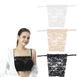 JEYORZY Pack of 3 Lace Insert for Neckline, Cut Outline, Concealment Insert, Piece Women's Bra Overlay Overlay Top with Lace Clip (3 Colours)