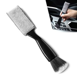 Anyhut 1 PC Double Head Duster Brush, 2 in 1 Car Air Vent Cleaner, Soft Car Duster Interior Detailing Soft Brush Cleaning Tool, Universal for Dashboard, Vents, and Car Interior Screens (Black)