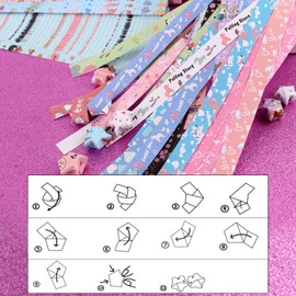 Mluchee 1600 Sheets Star Origami Paper - 24 Different Designs of Cute Romantic Cartoon Origami Folding Strips Decoration for DIY Handcrafts, School Teaching, Gifts Supplies, Arts Crafting Projects
