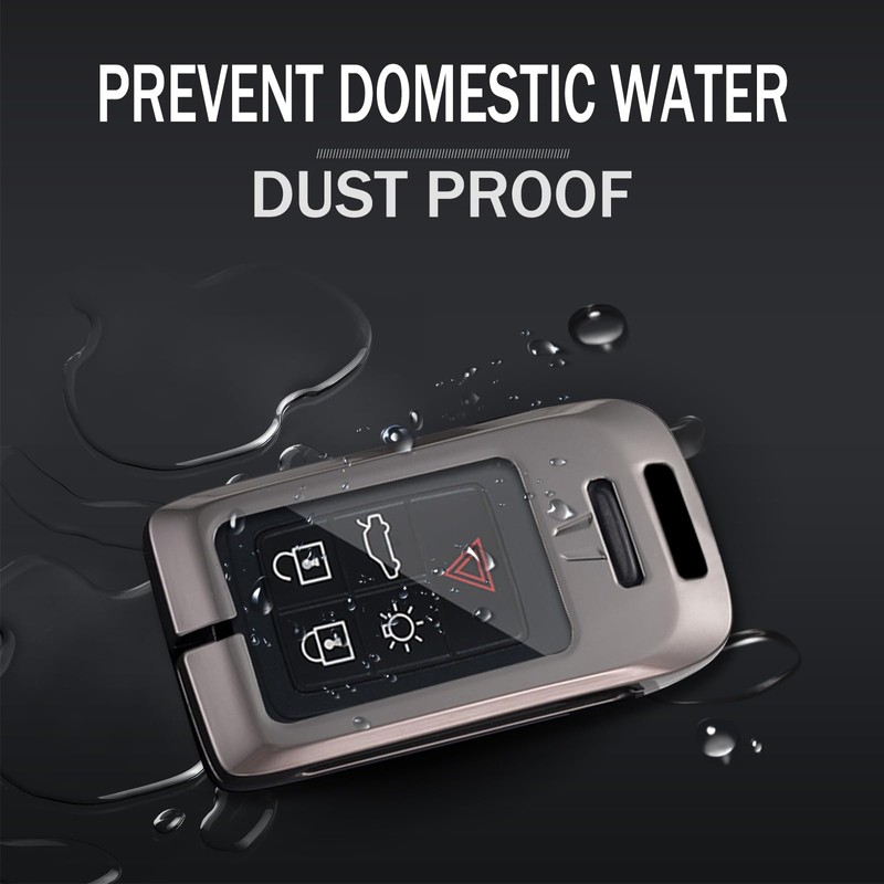 ontto Metal Leather Car Key Fob Cover Fit for Volvo