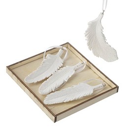Heaven Sends Set of 4 White Feather Decorations