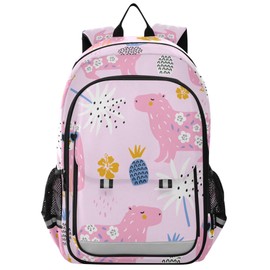 Fisyme Capybara Pink School Backpack Laptop Backpack Bags Bookbag Travel Casual Computer Notebooks Daypack