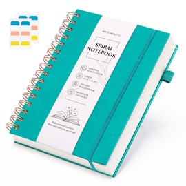 Spiral Notebook, 5.7” x 8.3”, 320 Pages Hardcover Leather Journals,College Ruled,A5 Notebooks,Spiral Journal for Work with school Writing Women Men, 100 GSM Thick Paper,-Teal