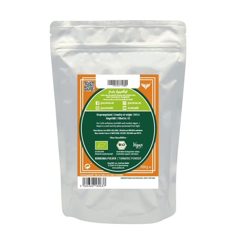 Azafran BIO Kurkumapulver - Premium Kurkuma gemahlen 500g