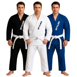 Stylso Bjj Gi For Men, Kimono Brazilian Jiu Jitsu Gi with Preshrunk Fabric and Free Belt, IBJJF-Approved Lightweight Training Judo Gi Without Belt