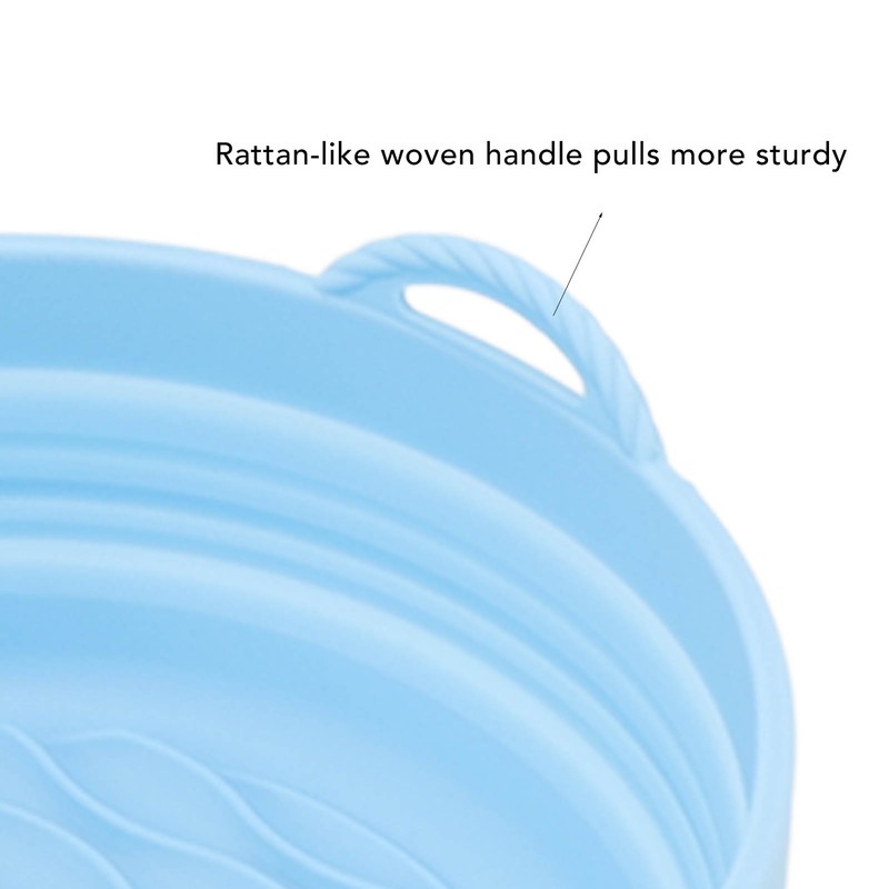 Silicone Air Cooker Pot Round Folded Blue Fryer Liner Tray
